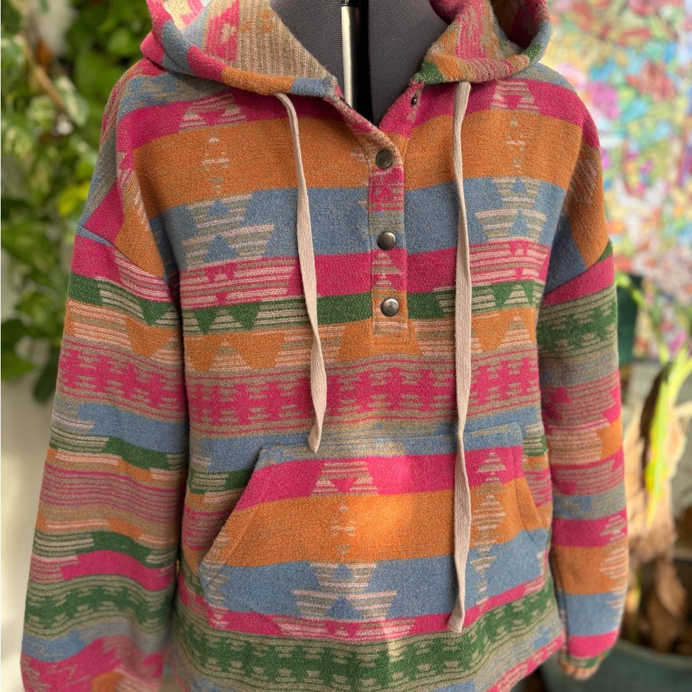 Colorful Striped Hooded Sweater